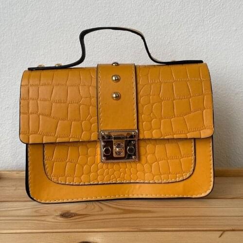 Tonar Lordi Mustard Kroko Leather Locked Messenger Bag New Season Casual Office Party Use Stylish Style