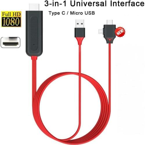 Tv stick Three-in-one HD Micro USB Type C L To HDMI-compatible 3-in-1 Converter Adapter Cable for iPhone iOS Android Phone