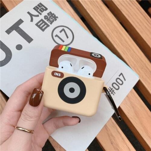 Cartoon Camera Shape Anti-fall Earphone Protective Cover Silicone Case Protector for AirPods 1/2/3