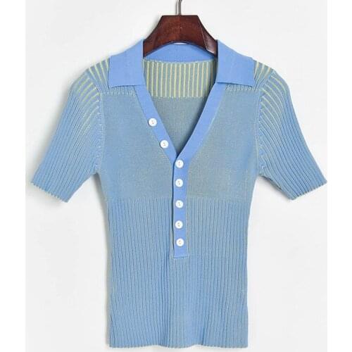 2020 New Summer Women designer Knitted Sweaters Short sleeve Ladies solid Casual Sweater Tops Jumpers JC437