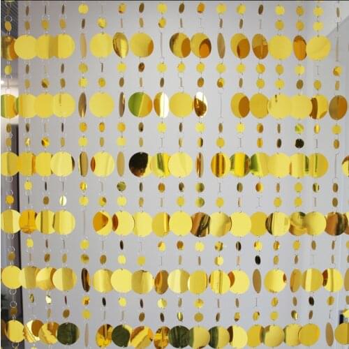 Gold round plated sequins sequin curtain window aisle decorated sequin string