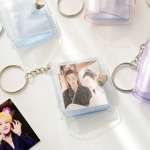 1pcs 1-inch Mini Photo Album Key Chain ID Card Organizer Keychain Pendant for 1 Inch Photocards Picture