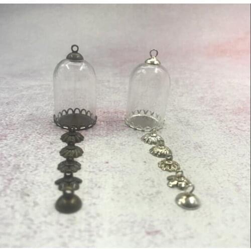10/30/50/100/300pcs 30x20mm clear bell jars tube shape glass globe lace tray beads cap glass vial pendant glass cover dome vase