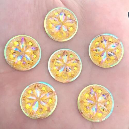 100pcs/Lot, 20mm Colors AB Flat Back Flower Resin Sew On Stones Strass -A417
