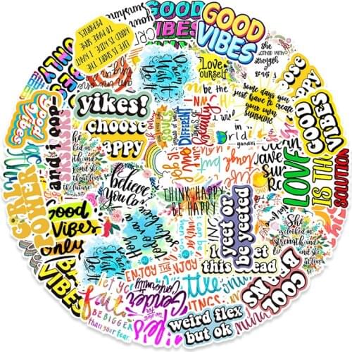 50Pcs Motivational Phrases Sticker Inspirational Life Quotes Decals Laptop Study Room Scrapbooking Graffiti Sticker