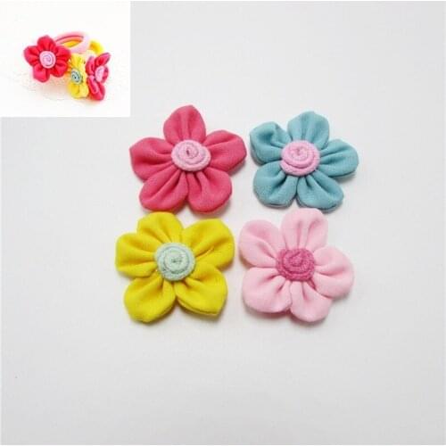 6pcs Flowers Appliques For clothes DIY Baby Hair Clip headwear Decor Ornament Accessories
