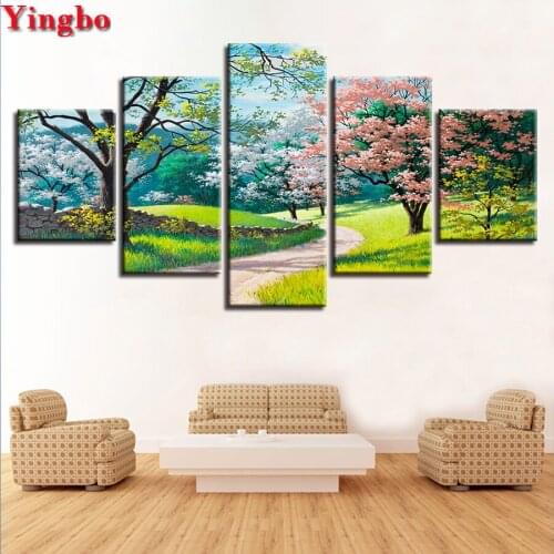Multi-picture DIY Diamond Painting Forest landscape diamond Embroidery Spring Scenery 5D Square/Round Drill Mosaic Home Decor