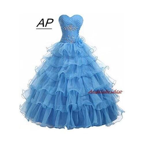Angelsbridep Sweetheart Ball Gown Quinceanera Dress Sweet 15 Party Ruched Flowers High Quality Organza Debutante Custom Gowns