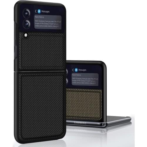 2021 Carbon Fiber case for Samsung Galaxy Z Flip 3 Flip Cover Anti-knock luxury PU Cases for Flip3
