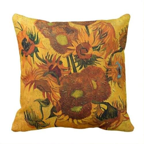 Van Gogh - Vase with 15 Sunflowers Throw Pillow case