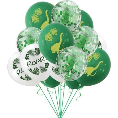 6Pcs Dinosaur Leaves Latex Balloons Happy Birthday Banners Jungle Wild Animals Kids Birthday Party Decoration Baby Shower Globos