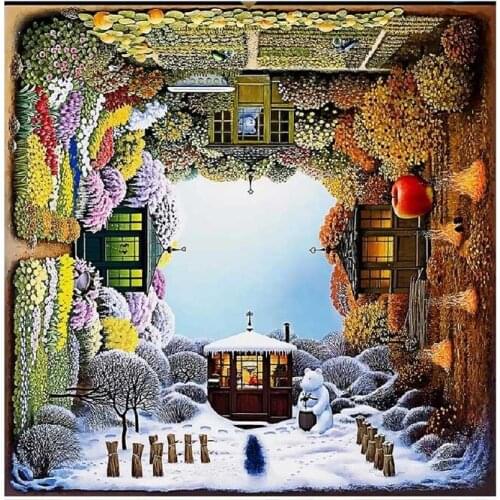 DIY Oil painting by numbers art paint by number Spring Summer Autumn Winter Four-section Rotating Decorative Coloring Set