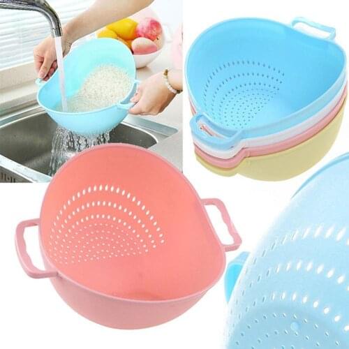 Double handle rice cooker Rice Washer Strainer Kitchen Tools Fruits Vegetable Cleaning Container Basket Kitchen Tool Washing bas