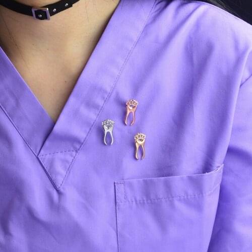 Crown Tooth Enamel Lapel Pins Button Crystal Badges Doctor Nurse Brooches Funny Jewelry Accessories Gift for Bag Jeacket