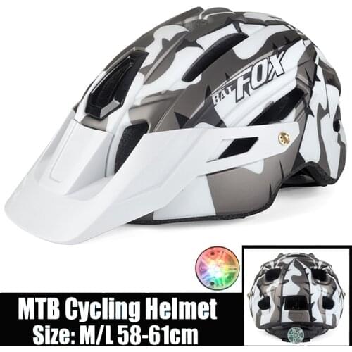 BATFOX Camouflage Bicycle Helmet Unisex Riding Helmet With Color Tail Light Average Size