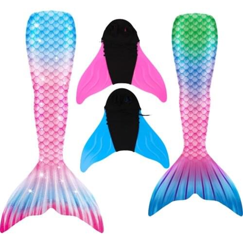Christmas Girls Rainbow Mermaid Tails with Monofin Swimwear Bathing Suit Child Cosplay Swimsuit Halloween Costume for Kids