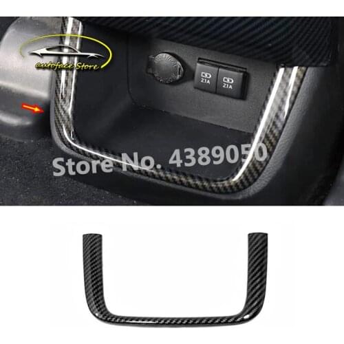 ABS Carbon Fibre Car Rear Armrest Storage Box Cover Trims Car Styling For Toyota Highlander Kluger 2014-2019 Accessories 1Pcs