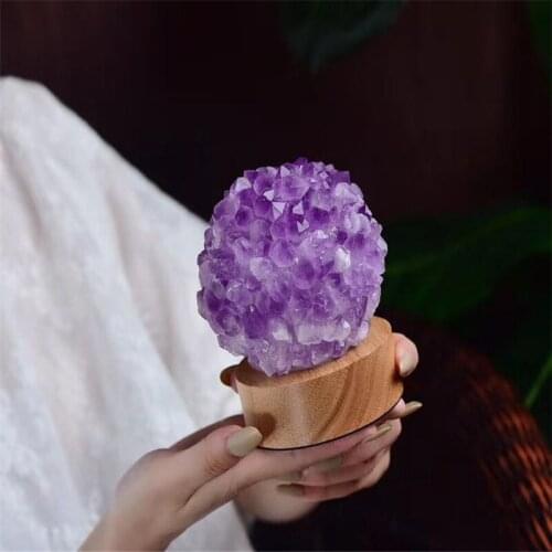 Beautiful Natural amethyst rainbow fluorite quartz Crystal DIY Magic lamp meditation Spiritual Reiki Healing for Home Decorati