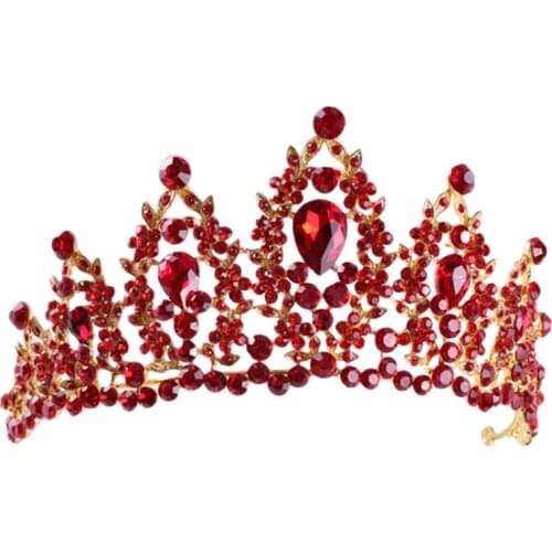 Red Pageant Wedding Crystal Tiaras And Crowns Bridal Rhinestone Tiaras Crowns Hair Jewelry Women girls Hairband