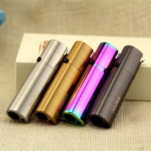 Circle Fixed Fire Direct Punching Creative Inflatable Butane Gas Lighter Metal Stainless Steel