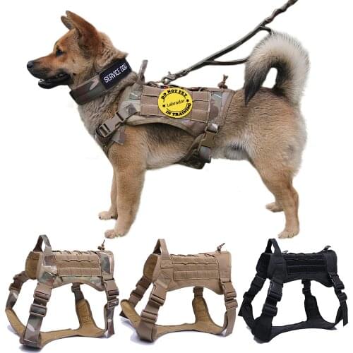 2020 New Military Tactical Dog Harness German Shepherd Pet Dog Vest With Handle Nylon Bungee Leash Harness For Small Large Puppy