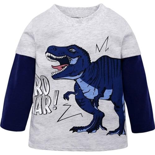 New Cartoon Dinosaur Print Baby Boys Long Sleeve T Shirt Cotton Kids Girls Tops Tee Spring Autumn T Shirt For 2-8 Years children