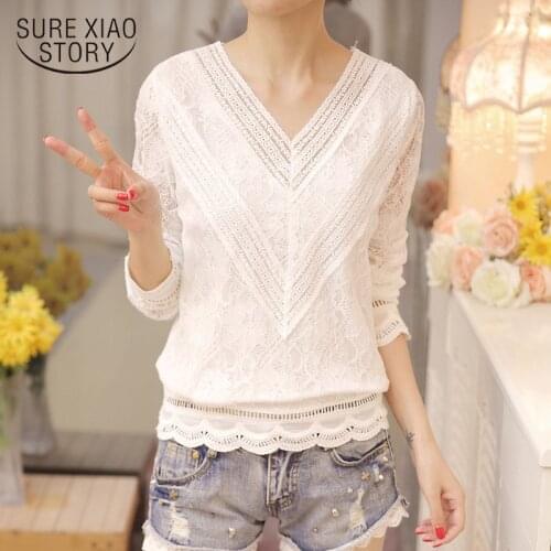 New Arrived Autumn Fashion Women Blouse Long Sleeved Lace Women Top Lace Bottoming Blouses Causal Slim Fit Shirts Blusa 0943 40