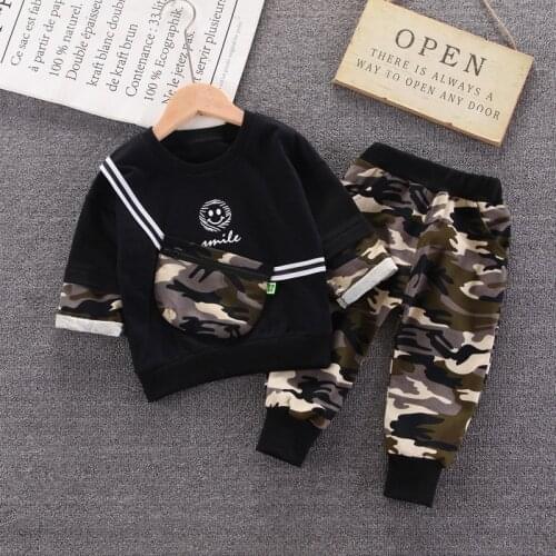 Autumn Hot Sale Childrens Clothing set Camouflage Printed Clothing Long Sleeve Suit Sweatshirt Casual Suit Boys sports suit