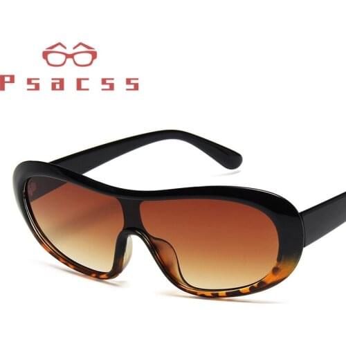 Psacss Vintage Oval Sunglasses Women Men Retro One-piece Brand Designer Catwalk Sun Glasses Goggle Eyewear gafas de sol mujer