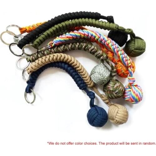 Portable Outdoor Self Defense Survive Hanging Knot Ball Hand Weaving Umbrella Rope Body Self-defense Ball Key Chain Pendant