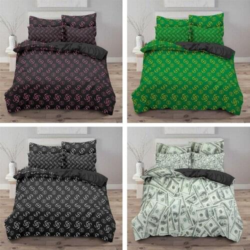 Luxury Hot Sale 3D Money Duvet Cover Banknote Bedding Set King Queen Unique Design Bed Set Decor Home Bedclothes