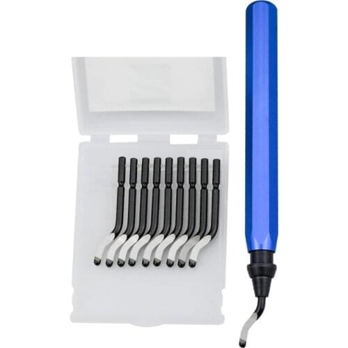 Handle Burr Metal Deburring Remover Cutting Tool with 10pcs Rotary Deburr Blades P82C