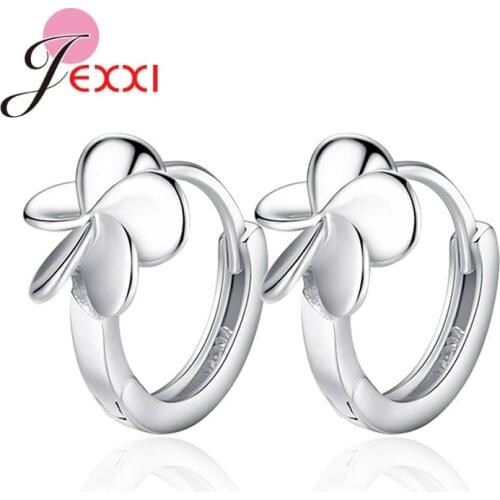 Fast Delivery Women Girls 925 Sterling Silver Jewelry Accessory Fashion Style Flower Shape Hoop Earrings For Sale