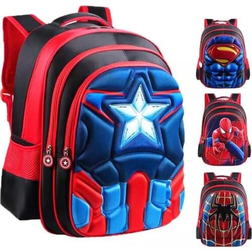 Disney Kids Cartoon Spiderman Batman Avenger Schoolbag Boy Girl Children School bag Teenager Schoolbags Kids Student Backpacks