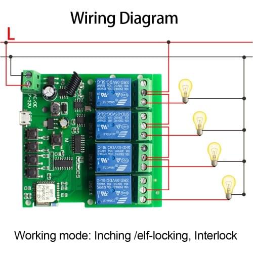EweLink APP Smart Switch 5V 32V 250V 4CH Lntelligent Remote Control Wireless Radio Frequency + WiFi Switch DIY Module 10A Relay