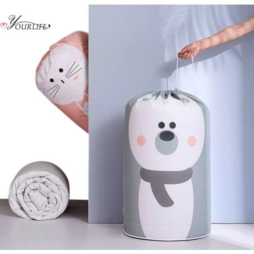 OYOURLIFE Portable Cartoon Waterproof Drawstring Storage Bag Home Clothing Quilt Pillow Blanket Storage Bags Wardrobe Organiser