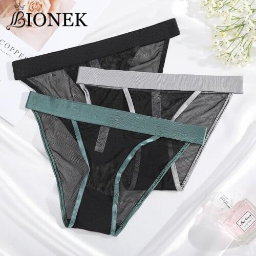 BIONEK Women Seamless Mesh Cotton Underwear Sexy Lace G String Womens Panties Intimates Briefs Thong Tangas Low-Rise Lingerie