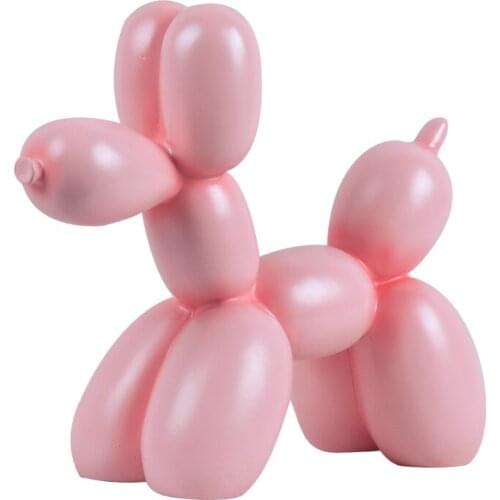Funny Balloon folding dog modeling resin statue Cute blue pink dog art sculpture decoration Birthday wedding gift