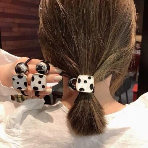 High Quality Fashion Hot Selling Fine Design Acrylic Dots Hair Band Women Girls Hair Rope Elastic Ruber Hair Rings Headpiece