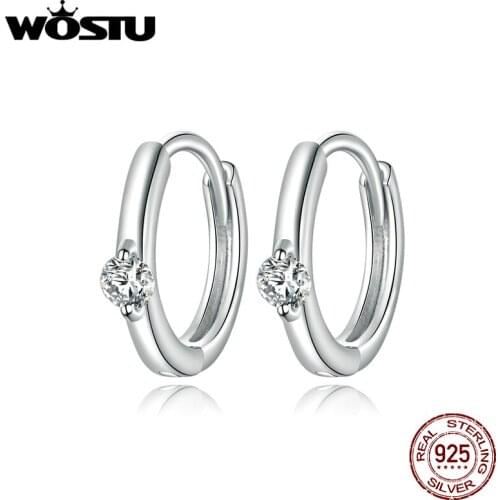 Wostu Ear Buckles 100% 925 Sterling Silver Earrings With Zircon Stud Earrings For Women Making Fine Jewelry Gift DXE1050-A