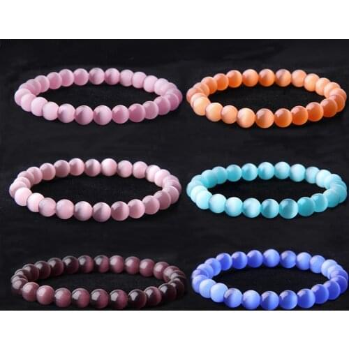 Women cats eye bracelet gifts pink purple blue glass charm friendship autumn Stone Beads Bracelets female reiki amulet bracelet