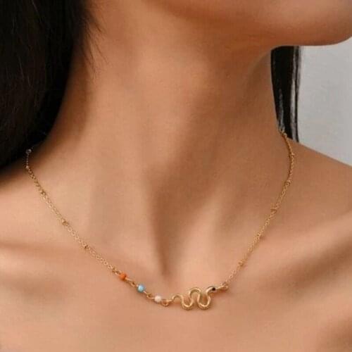 YWZIXLN 2021 Trend Elegant Jewelry Snake Pendant Necklace Golden Color Unquie Women Fashion Necklace Wholesale N0224
