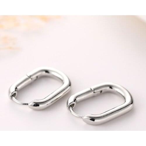 U Shaped Link Chain Drop Dangle Earrings for Women Girls High Polished Geometric Oval Tube Earrings Statement Jewelry T84A