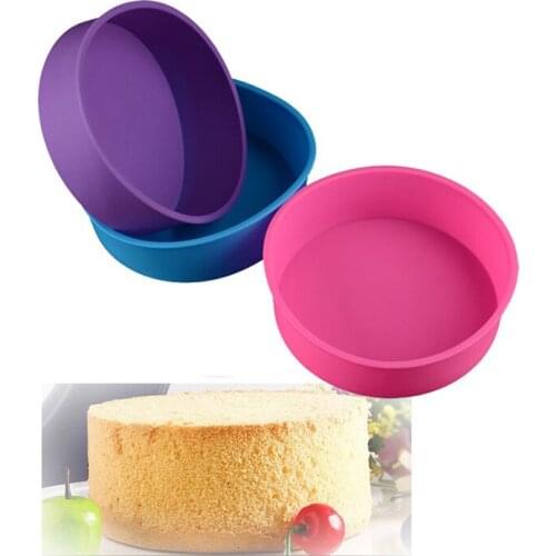 1PC 17cm Funny Cake Mold Silicone Round Mousse Bread Muffin Pan Bakeware Mould Baking Tray Random Color LB 473