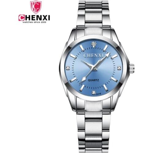 3Pcs CHENXI Ladies Blue Quartz Watchwrist Rhinestone Fashion Women Girl Casual Watches Luxury Stainless Steel Clock Watch Brand