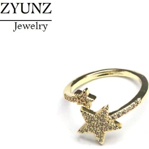 5PCS, CZ Star rings, adjustable CZ ring, Cluster ring, open floral ring