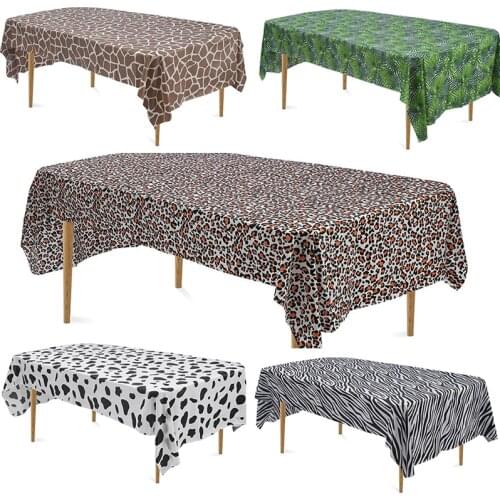 54" X 108" Animal Jungle Safari Theme Zoo Table Cover Party Supplies Zebra Leopard Tiger Tablecloths For Birthday Party Decor