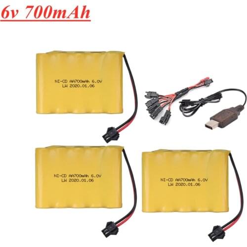 6V 700mAh Battery Charger Sets For RC Cars Robots Tanks Gun Boats 5* AA 6v NI-CD Battery Pack M Model SM Plug