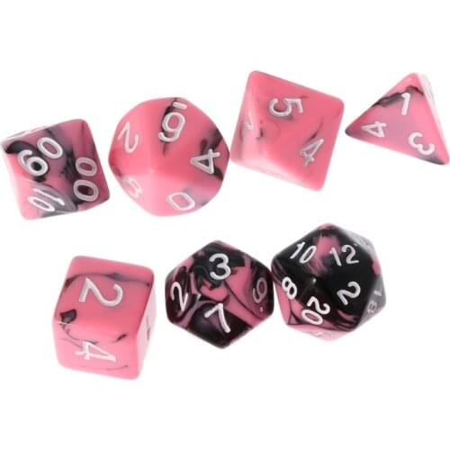 7pcs/set Multifaceted Digital Dice Pink+Black Polyhedral Numbers Dice D4-D20 for RPG Board Game Wholesale