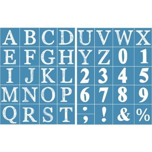 Alphabet Number Self-Adhesive Silk Screen Printing Stencil Reusable Sign Mesh Transfers for DIY Pillow T-Shirts Home Decor